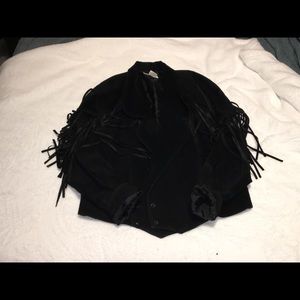 Oversized Leather Fringe Jacket